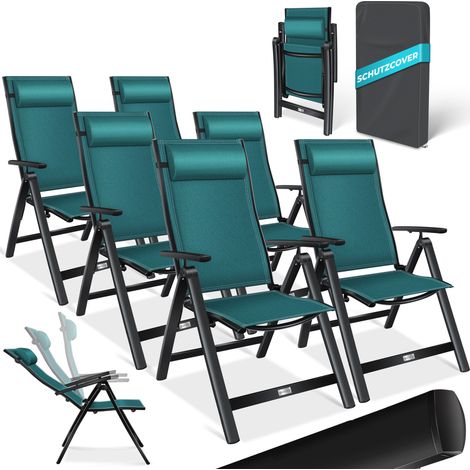 KESSER® Chaise jardin haute, aluminium, pliante - 6 pièces, Petrol vert (1/5)