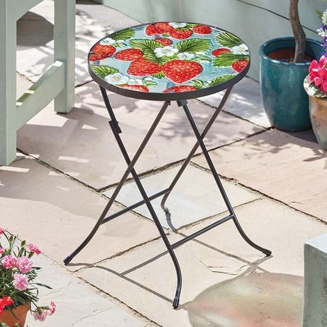 Smart Garden Strawberry Flower Glass Garden Side Table Folding Indoor Outdoor