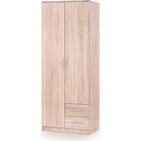 Armario Cirveso 112, Roble Sonoma, 205x80x52cm, Puertas de armario: Con bisagras, Número de estantes: 5 (1/2)