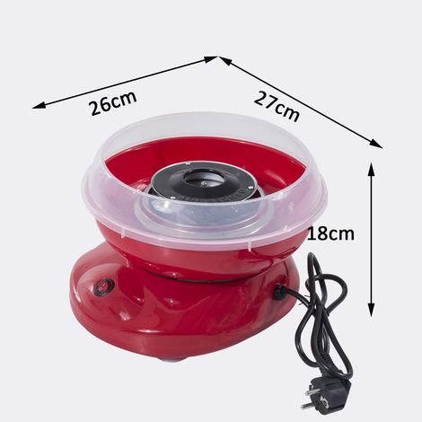 Machine à barbe à papa pour usage domestique, polypropylène, acier inoxydable et aluminium, 450-550 W, 27 x 26 x 18 cm, rouge (1/5)