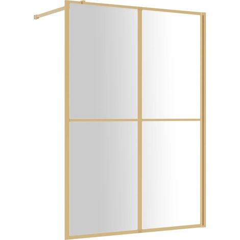 vidaXL Duschwand mit transparentem ESG-Glas gold 140x195 cm