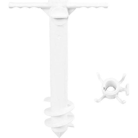 Kit d'ancrage pour parasol de plage avec crochet de suspension, compatible avec tous les supports de parasol sécurisés. Accessoires pour parasol de plage : ancrage à sable à 3 niveaux avec vis. (1/4)