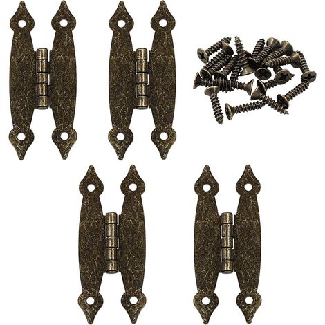 Set mit 4 grünen Eisenscharnieren im Antik-Stil für Schranktüren, robust und multifunktional, 6,3 cm Lochabstand, für Küche und Möbel