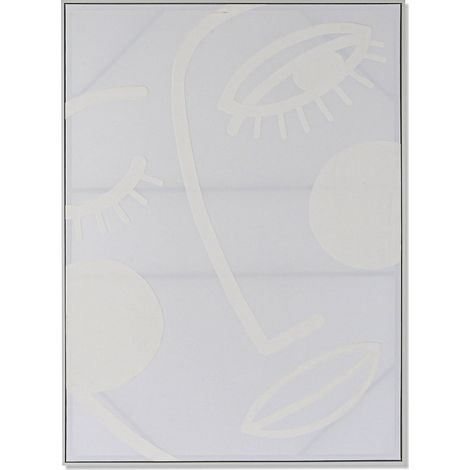 Tableau Abstrait visage stylisé pour déco raffinée - Blanc épuré avec motif abstrait (1/4)