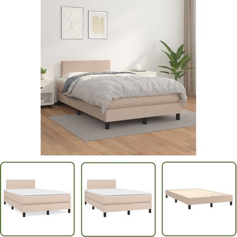 The Living Store Sommier à lattes de lit avec matelas Cappuccino 120x200 cm - Lit Plateforme - Lit Capitonné - Lit Double - Literie - Chambre À Coucher (1/5)