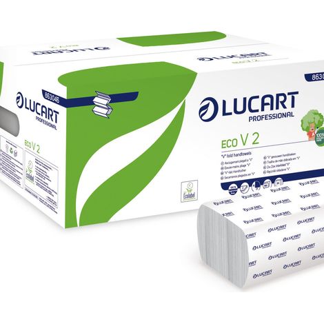 Lucart Professional V-Falt Handtücher Eco V2 2-lagig 21x21 cm 190 Blatt, Packung 20