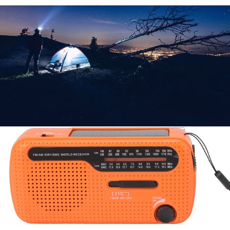 Kurbelradio mit LED-Taschenlampe, solarbetriebenes AM/FM/SW1/SW2-Mehrband-Notfallradio für den Außenbereich (1/5)