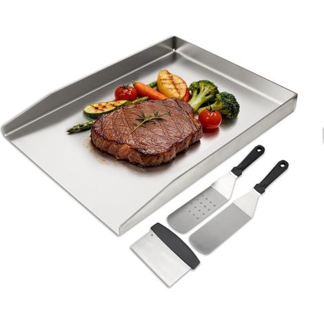 Plaque de cuisson en acier inoxydable de 45 x 30 cm pour Rogue (également avec brûleur arrière), charbon de bois et la plupart des barbecues (1/5)