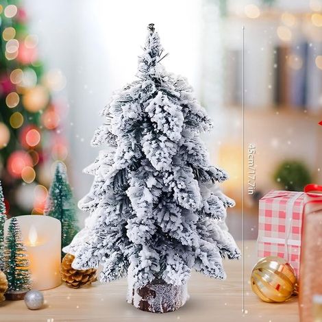 Mini albero di Natale con neve, 45 cm, PVC, decorazione natalizia per ufficio, casa, negozio, festa, decorazione per le vacanze (1/5)
