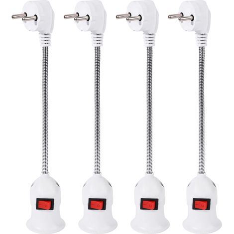 Adaptateur E27 - Douille Murale avec Interrupteur - Bras Réglable pour Lampe LED - Compatible Prise Standard EU - Lot de 4 (1/5)