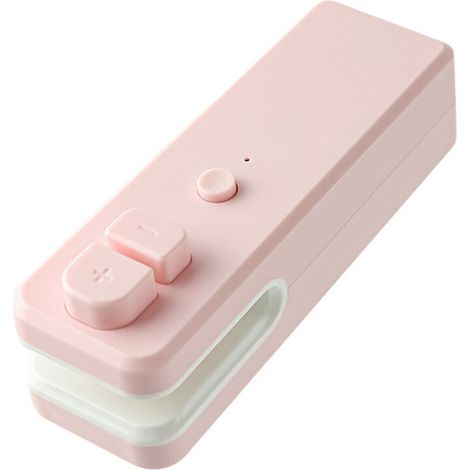Selladora pequeña para snacks, laminadora, uso doméstico, bolsas de plástico, conservación de alimentos, envasado al vacío, rosa