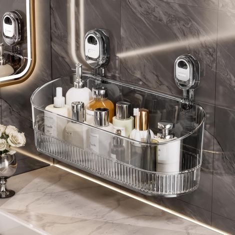 Étagère Ventouse Douche Sans Perçage – Rangement Acrylique, Support Savon et Gel Nettoyant Visage (1/5)