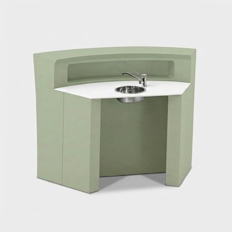 Bancone bar professionale curvo con kit lavamani Hangar60 bianco - Verde (1/4)