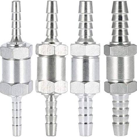 Einweg-Rückschlagventil aus Aluminium (4 Stück) (6 8 10 12 mm) für Benzin, Diesel, Öl, Auto, Chrom, Wasser, Auto, Vergaser, Niederdrucksysteme, Schlauch (1/5)
