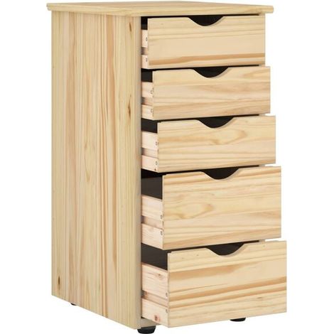 Armoire en Bois Massif de Pin, Placard de Rangement 34 x 39 x 61,5 cm, Couleur Marron, Meuble Compact pour Chambre ou Entrée (1/5)