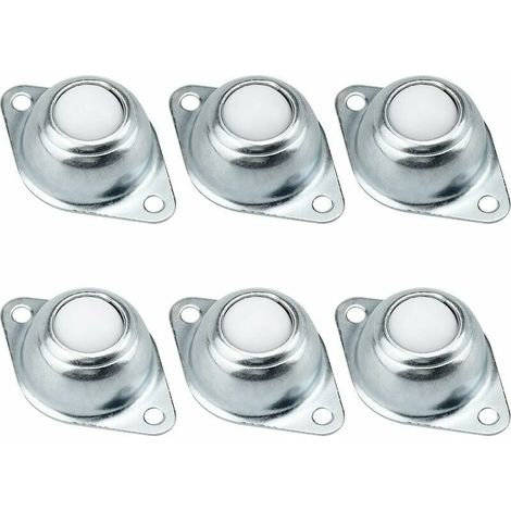 [NIEMALS VERWENDET] 6er-Pack Kugelrollen für Möbel mit Befestigungslöchern am unteren Flansch. Verzinktes Eisen-Transferlager mit Nylonkugeln. Förderband-Transfer-Kugellager (1/4)
