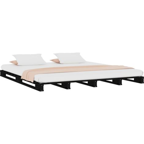 vidaXL Lit de palette sans matelas noir bois massif (1/5)
