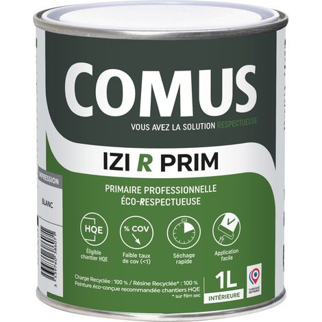 IZI R PRIM 1L - Primaire en phase aqueuse éco-respectueuse à base de 50% de matières recyclées - COMUS (1/2)