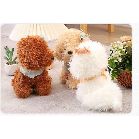 3-teiliges Teddy-Hunde-Plüschtier-Set, weiches, quietschendes Plüschtier für kleine bis mittelgroße Hunderassen, weiß, hellbraun, dunkelbraun, Kuscheltier-Geschenk für Welpen (1/5)