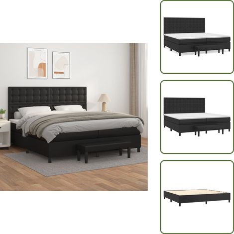 Schlafmatratze - vidaXL Boxspringbett mit Matratze Schwarz 200x200 cm Kunstleder - Kopfteil (1/5)