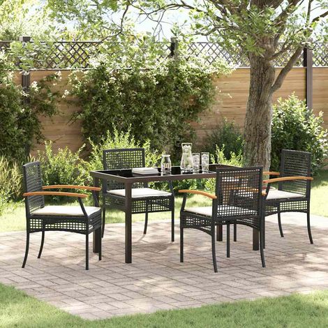 Conjunto de Comedor de Jardín 5 pcs Negro ratán sintético vidaXL (1/5)
