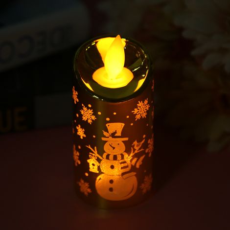 Bougie décorative de Noël en forme de bonhomme de neige, simulation innovante, lumière LED pour sapin, ornement de fête, décoration maison. (1/4)