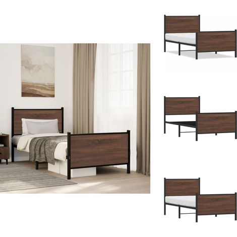 Metallbett ohne Matratze Braun Eichen-Optik 90x200 cm - Metallbett - Doppelbett - Boxspringbetten - Eiche Optik - Bettsystem (1/5)