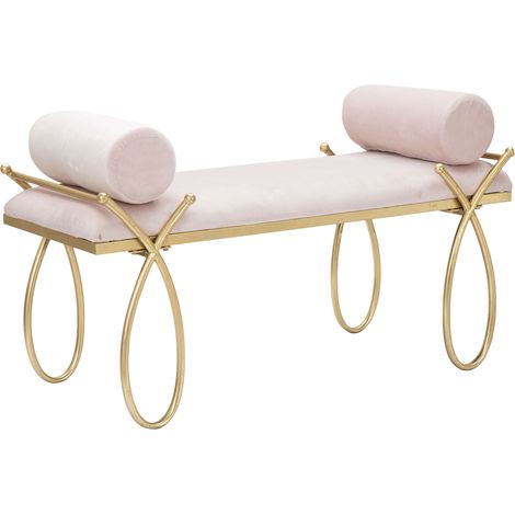 Bank Ennist, mit 2 Kissen, Strukturstoff, Sitz in Rosa, 113x49x53h cm, Gold