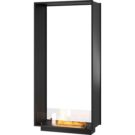 Camino a Bioetanolo da Incasso 83,5x163,5x35 cm Bifacciale 2 Side 1600 Slim Verticale Nero con Vetro (1/5)