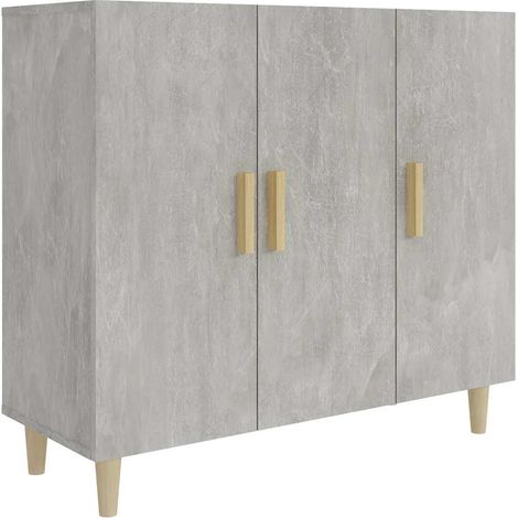 Buffet Commode Armoire Luxueux, pour Salon Chambre Entrée Cuisine, Gris béton 90x34x80 cm Bois d'ingénierie OIB3818E (1/5)