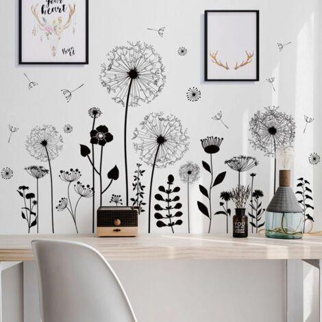 BUNTHAUS Un lot de stickers muraux pissenlits fleurs Sticker Plante Naturel Sticker Mural pour Salon Décoration Murale (1/3)