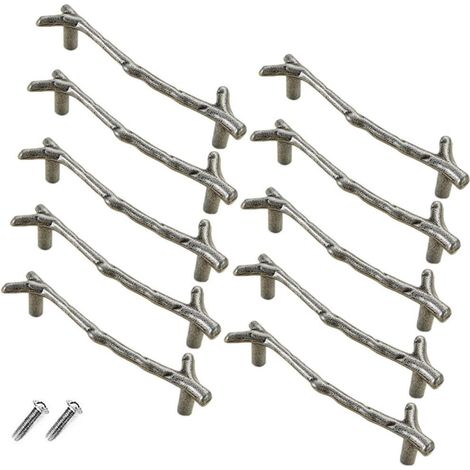 Set mit 10 Vintage-Schubladenknöpfen aus Zinklegierung für Schränke, Schubladen, Landhausstil, Cottage (96 mm, silber) (1/5)
