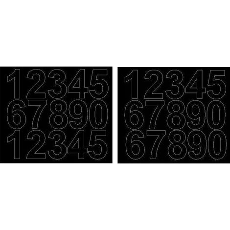 Números adhesivos autoadhesivos de 6 cm, color negro brillante. (1/2)