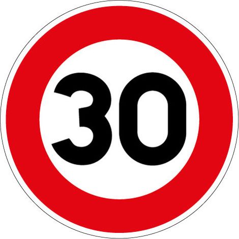 PANNEAU LIMITATION DE VITESSE 30KM/H (B14GALVA30) - Diamètre 650 mm