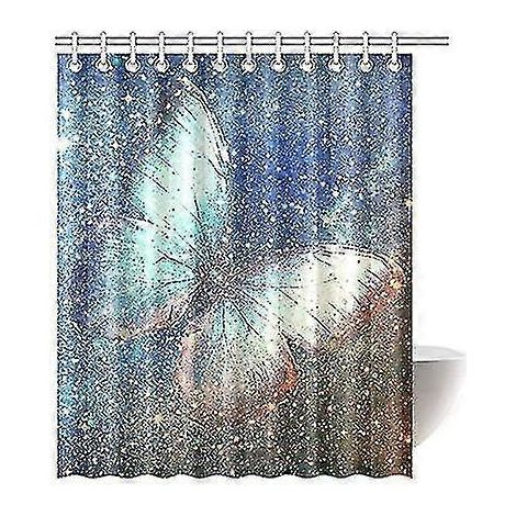 Rideau de douche à motif papillons, rideau de douche univers-galaxie-étoiles-espace en polyester, ensemble de salle de bain, 150 x 180 cm (1/3)