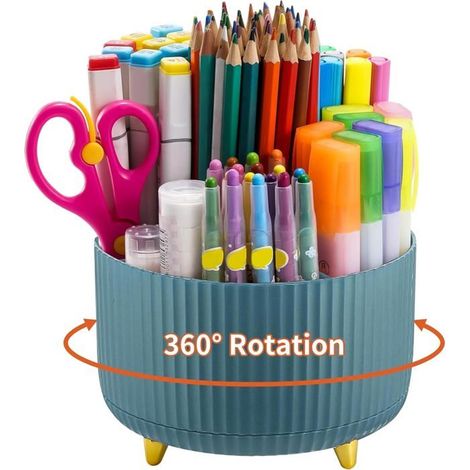 Porte Stylo Rotatif 360° 5 Compartiments pour Bureau - Boîte Rangement Accessoires Stylo Crayon Fournitures (1/5)