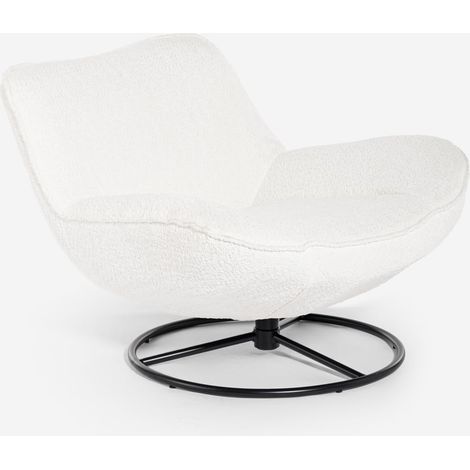 Fauteuil de bureau moderne pivotant en tissu bouclé Konn - Blanc