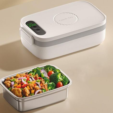 Boîte à Repas Chauffante Électrique 1L avec Batterie 14000mAh - Boîte Repas Isotherme USB avec Chauffage Automatique, Contenant Inox 304 (1/5)