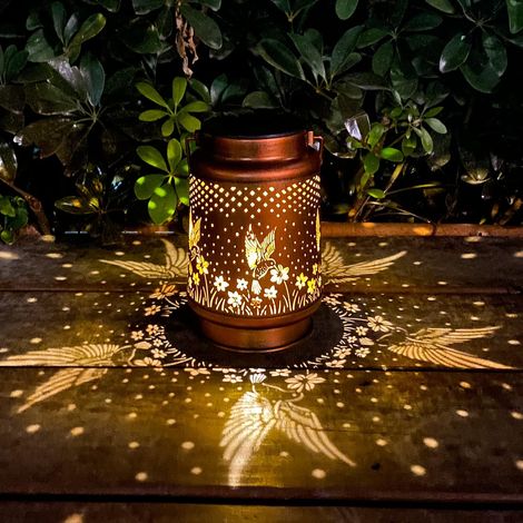 Lanterne solaire colibri, lanterne solaire en métal, lampe LED décorative d'extérieur pour jardin, cadeau idéal pour les femmes et les mamans.-AquaForge