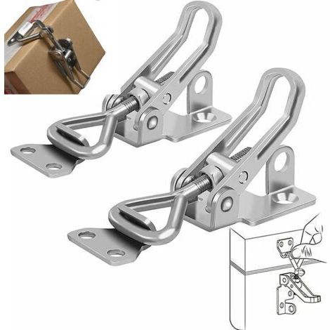 Loquets à bascule en métal, caractéristiques : construction métallique, lot de 2, adaptés aux portes et aux armoires. (1/4)