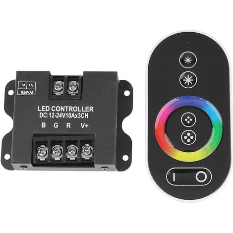 Contrôleur 3 canaux x 10 A RGB avec télécommande RF, alimentation CC 12 V/24 V, 360 W/720 W, pour rubans LED SMD 5050 (1/5)