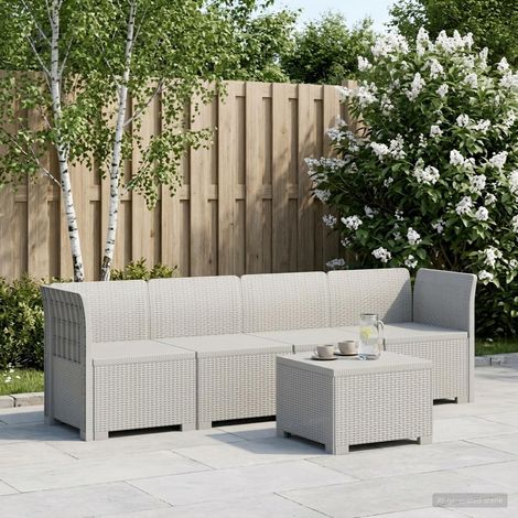 vidaXL Divano da Giardino a 4 Posti in Stile Rattan PP Bianco (1/5)