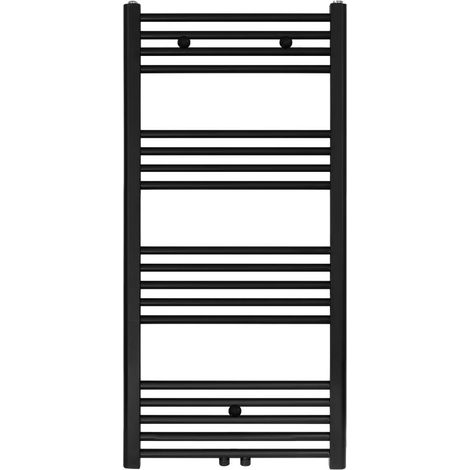 Badheizkörper - Mittelanschluss Schwarz Matt Gebürstet - 1200 x 600 (HxB)- 616W (1/2)