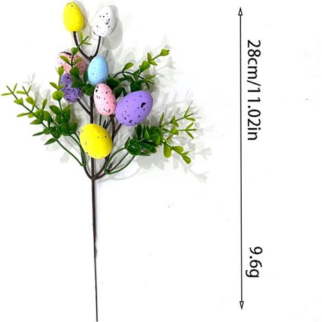 Bouquet De Fleurs Artificielles - Branches D'oeufs De Pâques En Mousse - Décoration Printanière Pour Vase Jardin Intérieur - 28 cm (1/5)
