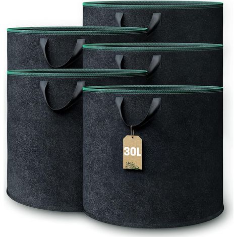 5 Sacs De Plantation Geotextile 30L Avec Poignées Pour Pommes De Terre Tomates Fraises Jardin Balcon
