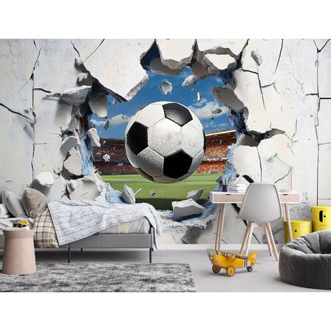 Vlies Fototapete Kinderzimmer 150x105 cm Fußball - Fototapeten Tapeten für Kinder Jungen - Teenagerzimmer - Kinderzimmertapete grau Stadion Teenager Sport, WallArena (1/4)