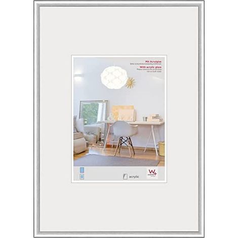 Cadre photo argent 50 x 70 cm avec verre d’art, cadre en plastique New Lifestyle KVX070S (1/4)