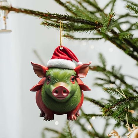 Pendentif Cochon - Décoration Arbre De Noël En Acrylique - Pour Intérieur Et Décor Festif - 1 Pièce (1/3)