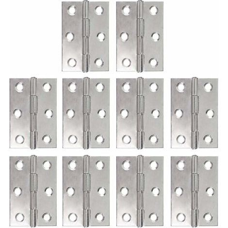 Confezione da 10 cerniere in acciaio inox, cerniere per pianoforte, cerniere pieghevoli, cerniere per porte di mobili, strisce da 48 mm, cerniere con 6 fori di fissaggio, connettori per fioriere, mode