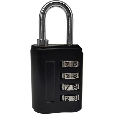 Lucchetto a combinazione a 4 cifre, alta sicurezza, impermeabile, colori vivaci, per armadi, borse per fotocamere, viaggi, nero.